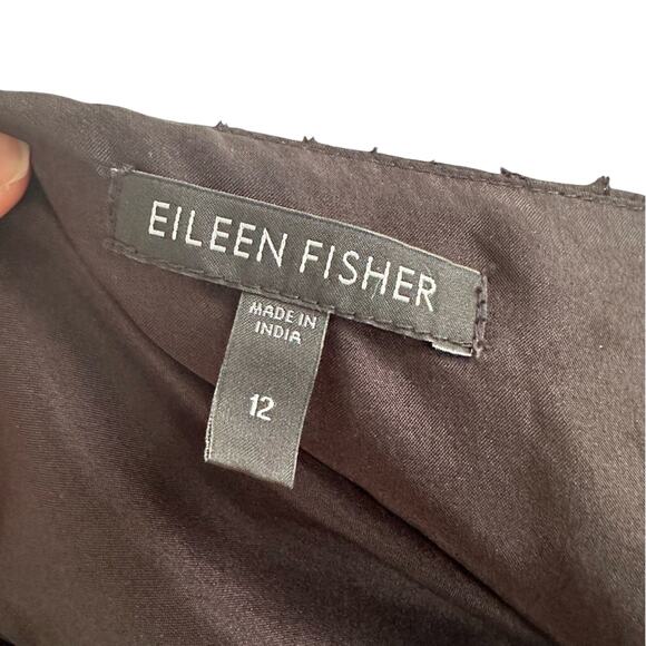 EILEEN FISHER Crinkle Silk Dress - Size 12 - 100% Silk - Picture 2 of 8